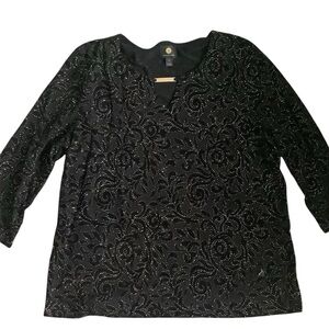 JM Collection Sparkled Black Top